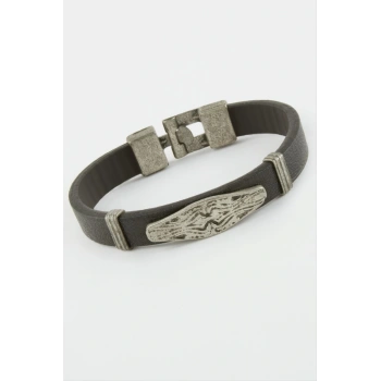 Oval Suni Deri Bileklik