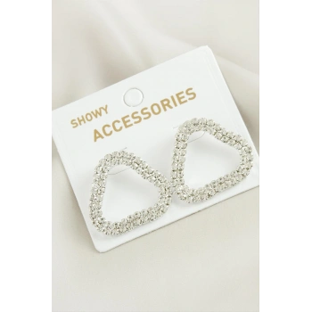 Oval Suyolu Taşlı Küpe