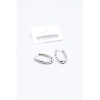 Oval Taşlı Küpe - Gümüş