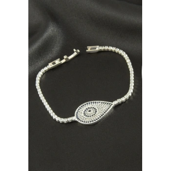 Oval Zirkon Taşlı Çocuk Bileklik 16 cm