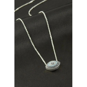 Oval Zirkon Taşlı Kolye