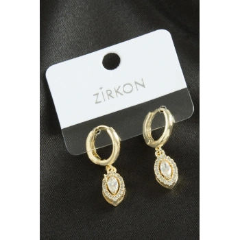 Oval Zirkon Taşlı Küpe