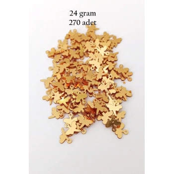 Oya Abiye Bileklik Kolye Pleksi Metalik Plastik Pul Altın Renk 24 gram 270 adet - BNC555