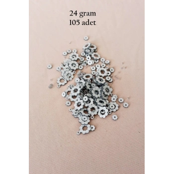 Oya Abiye Bileklik Kolye Pleksi Metalik Plastik Pul Gümüş Renk 24 gram 105 adet - BNC561