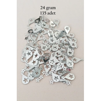 Oya Abiye Bileklik Kolye Pleksi Metalik Plastik Pul Gümüş Renk 24 gram 195 adet - BNC581