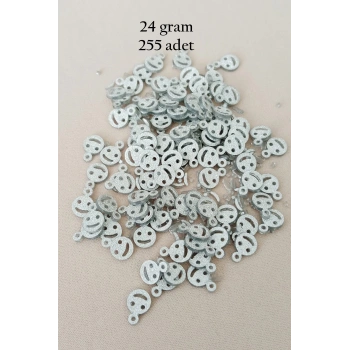 Oya Abiye Bileklik Kolye Pleksi Metalik Plastik Pul Gümüş Renk 24 gram 255 adet - BNC585