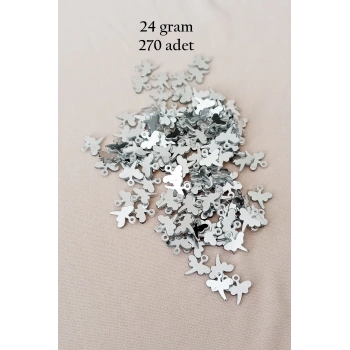 Oya Abiye Bileklik Kolye Pleksi Metalik Plastik Pul Gümüş Renk 24 gram 270 adet - BNC563