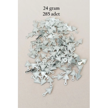 Oya Abiye Bileklik Kolye Pleksi Metalik Plastik Pul Gümüş Renk 24 gram 285 adet - BNC565