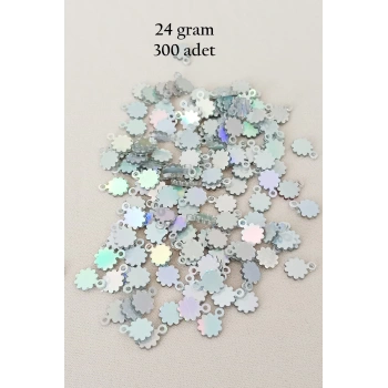 Oya Abiye Bileklik Kolye Pleksi Metalik Plastik Pul Gümüş Renk 24 gram 300 adet - BNC578