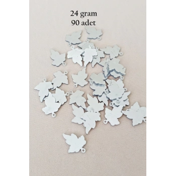 Oya Abiye Bileklik Kolye Pleksi Metalik Plastik Pul Gümüş Renk 24 gram 90 adet - BNC592