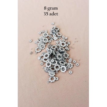 Oya Abiye Bileklik Kolye Pleksi Metalik Plastik Pul Gümüş Renk 8 gram 35 adet - BNC501