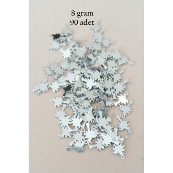 Oya Abiye Bileklik Kolye Pleksi Metalik Plastik Pul Gümüş Renk 8 gram 90 adet - BNC506