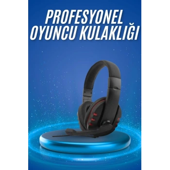 Oyuncu Kulaklığı Kulak Üstü Kablolu Stereo Mikrofonlu Yumuşak Kulak Yastığı