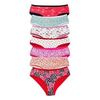 Pamuklu Geniş Kenarlı Likralı Desenli Bato Kadın Külot 7li Paket