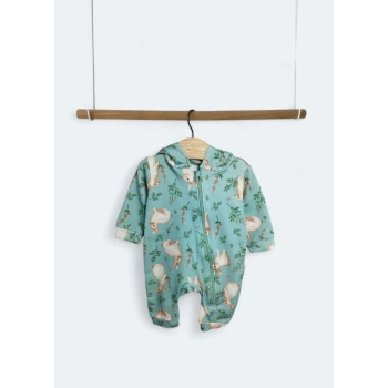 Pamuklu Kapüşonlu Kiz Bebek Tek Parça Tulum