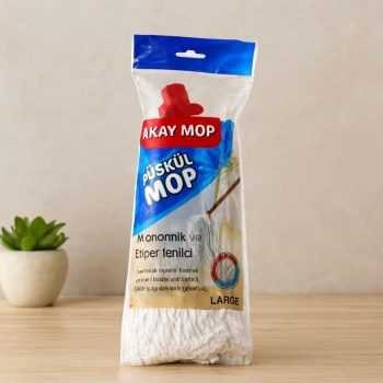 Pamuklu Püsküllü Mop Başlığı 23cm Orta-Large (Klasik Sap)