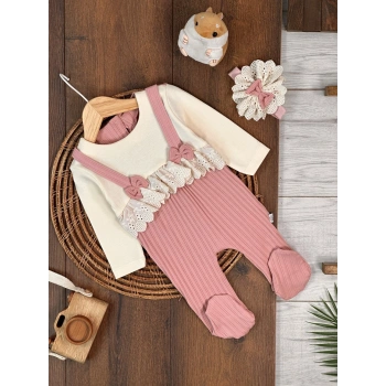 Pamuklu Uzun Kollu Kız Bebek Tulum