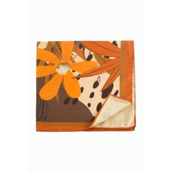 Papatya Desenli Zr Şifon Fular 50*50 cm