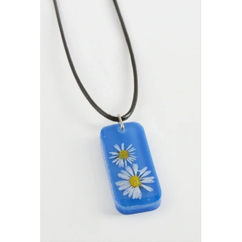 Papatya Dikdörtgen Epoksi Kolye