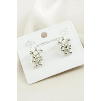 Papatya İnci Metal Küpe