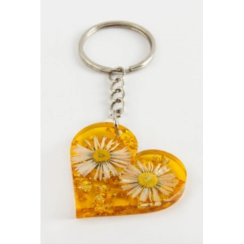 Papatya Kalp Epoksi Anahtarlık