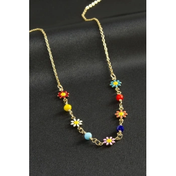 Papatya Kristal Taşlı Mineli Kolye