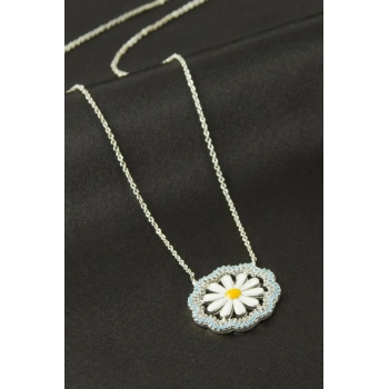 Papatya Mineli Zirkon Taşlı Kolye