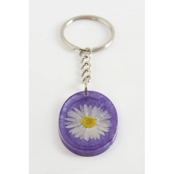 Papatya Oval Epoksi Anahtarlık