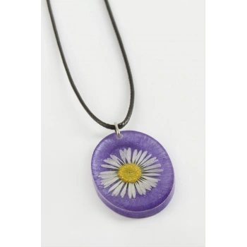 Papatya Oval Epoksi Kolye