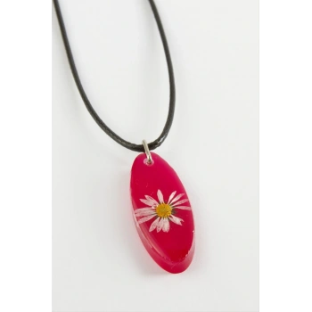 Papatya Oval Epoksi Kolye