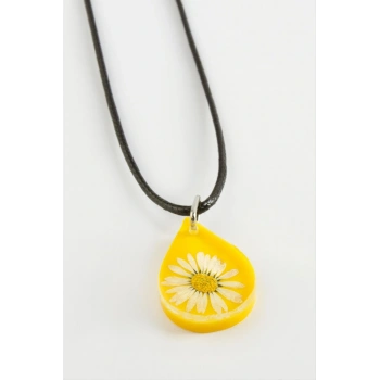 Papatya Oval Epoksi Kolye