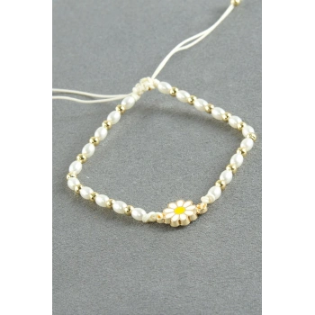 Papatya Oval İnci Bileklik