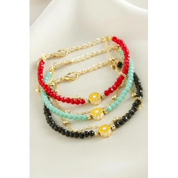 Papatya Zincir Kristal Bileklik