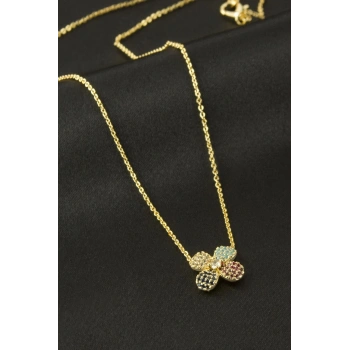 Papatya Zirkon Taşlı Kolye
