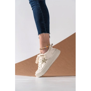 Patricia Bej Taş Detaylı Bağcıklı Spor Ayakkabı