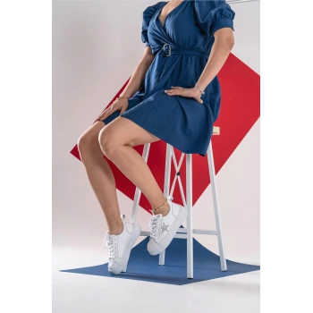 Patricia Beyaz Taş Detaylı Bağcıklı Spor Ayakkabı