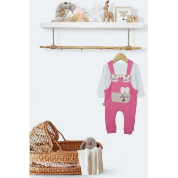 PEMBE KIZ ÇOCUK RAPORLU İNTERLOK KUMAŞ PAMUKLU 2 PARÇA BADİLİ KIZ BEBEK ÇOCUK TULUM