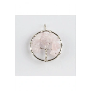 Pembe Kuvars Doğaltaş Kolye Ucu