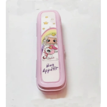 Pembe Multi Renkli Kapaklı Kalemlik Kutusu -Çanta İçi Saklama - Diş Fırçası - Makyaj Fırçası Kutu (7272)