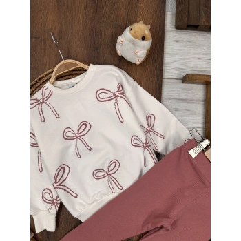 PEMBE RENK BİSİKLET YAKA PAÇALARI LASTİKLİ BELİ LASTİKLİ 2 PARÇA KIZ BEBEK ALT ÜST TAKIM