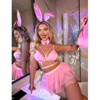 Pembe Tütü Etekli Fantezi Tavşan Kotümü