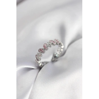 Pembe Zirkon Taşlı Kelebek Model Kadın Yüzük - TJ-BYK3951