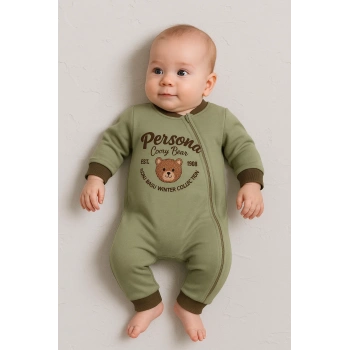 Persona Bear Nakışlı % 100 Pamuk Erkek Bebek Tulum