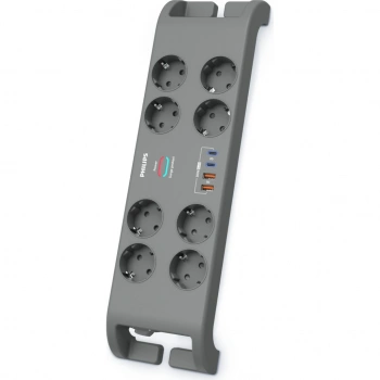 Phılıps Spn8180ga/62 8 Soket Akım Korumalı Priz 2400 Joules 2mt Kablo 2xusb-c Pd 20w Hızlı Şarj 2xusb-a Qc 18w (gri)(1923)