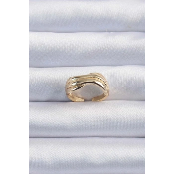 Pirinç Altın Renk Kıvrımlı Ayarlanabilir Yüzük - TJ-BYK3291