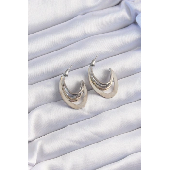 Pirinç Gold Gümüş Renkli Düz Plaka Halka Küpe - TJ-BKP9229