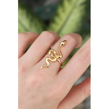 Pirinç Gold Renk Ayarlanabilir Yılan Yüzük - TJ-BYK3162