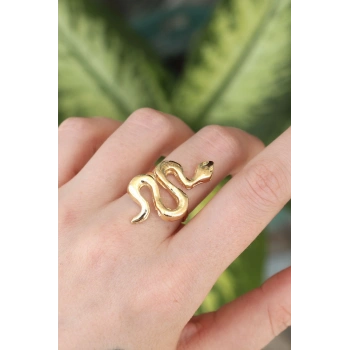 Pirinç Gold Renk Ayarlanabilir Yılan Yüzük - TJ-BYK3164