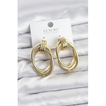 Pirinç Gold Renk Damla Model Vintage Kadın Küpe - TJ-BKP11628