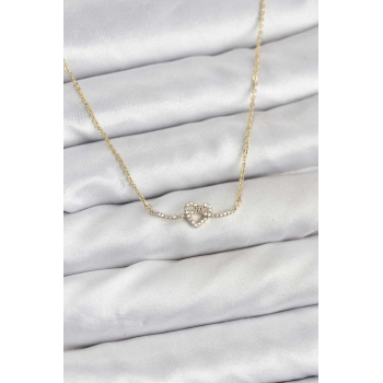 Pirinç Gold Renk Düğüm Kalp Model Kadın Kolye - TJ-BKO10807